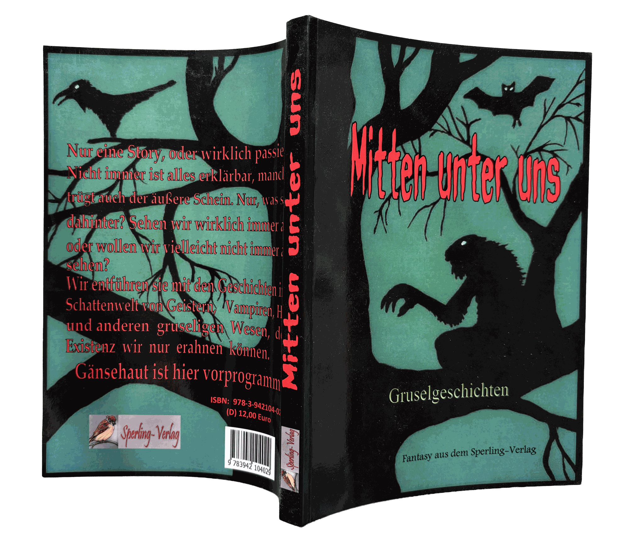 Buchcover Mitten unter uns, Gruselgeschichten-Anthologie des Sperling-Verlags